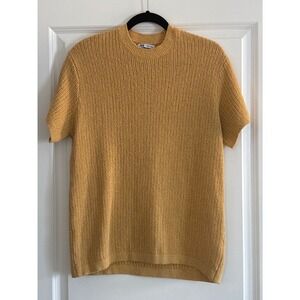 Zara Man Yellow Short Sleeve Ribbed Knit Sweater Size Medium